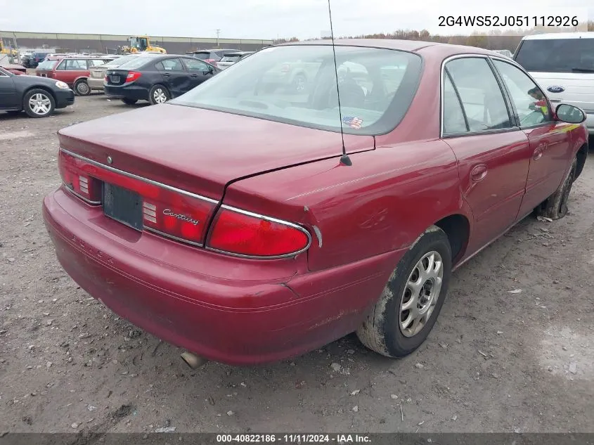 2005 Buick Century VIN: 2G4WS52J051112926 Lot: 40822186