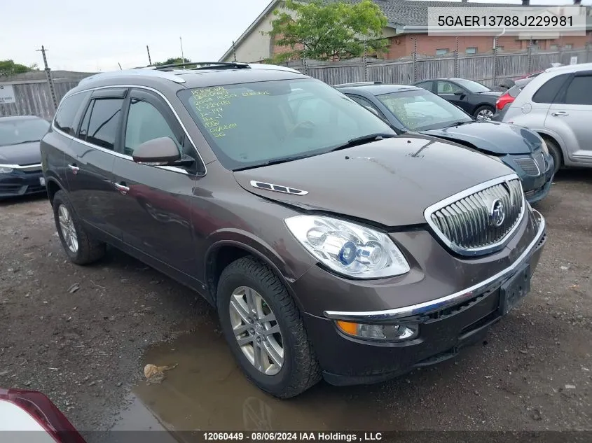 2008 Buick Enclave VIN: 5GAER13788J229981 Lot: 12060449