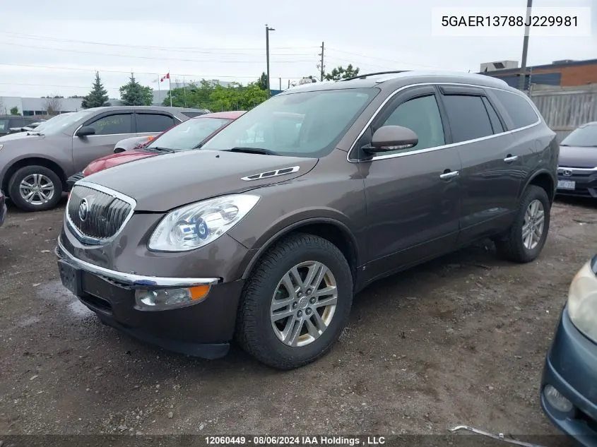 2008 Buick Enclave VIN: 5GAER13788J229981 Lot: 12060449