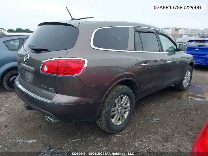 2008 Buick Enclave VIN: 5GAER13788J229981 Lot: 12060449