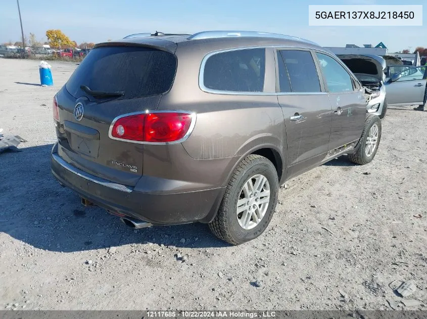 2008 Buick Enclave Cx VIN: 5GAER137X8J218450 Lot: 12117685