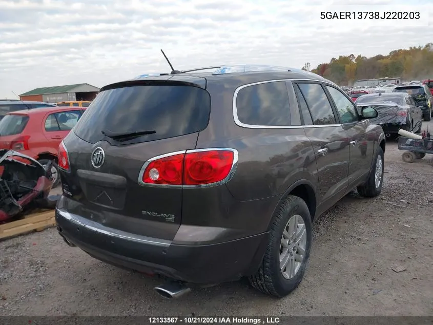 2008 Buick Enclave Cx VIN: 5GAER13738J220203 Lot: 12133567