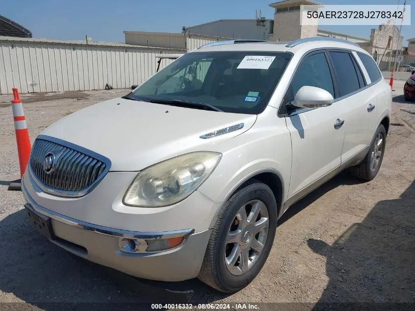 2008 Buick Enclave Cxl VIN: 5GAER23728J278342 Lot: 40016332