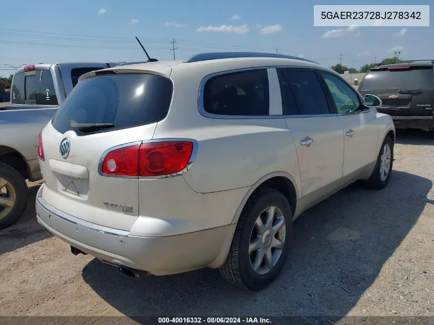 2008 Buick Enclave Cxl VIN: 5GAER23728J278342 Lot: 40016332