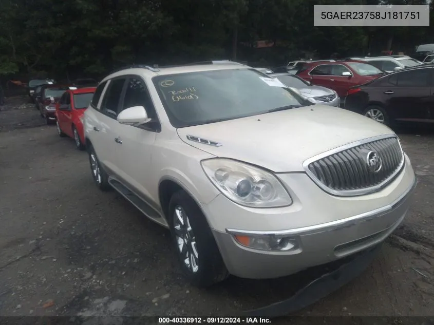 2008 Buick Enclave Cxl VIN: 5GAER23758J181751 Lot: 40336912