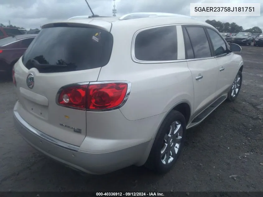 5GAER23758J181751 2008 Buick Enclave Cxl