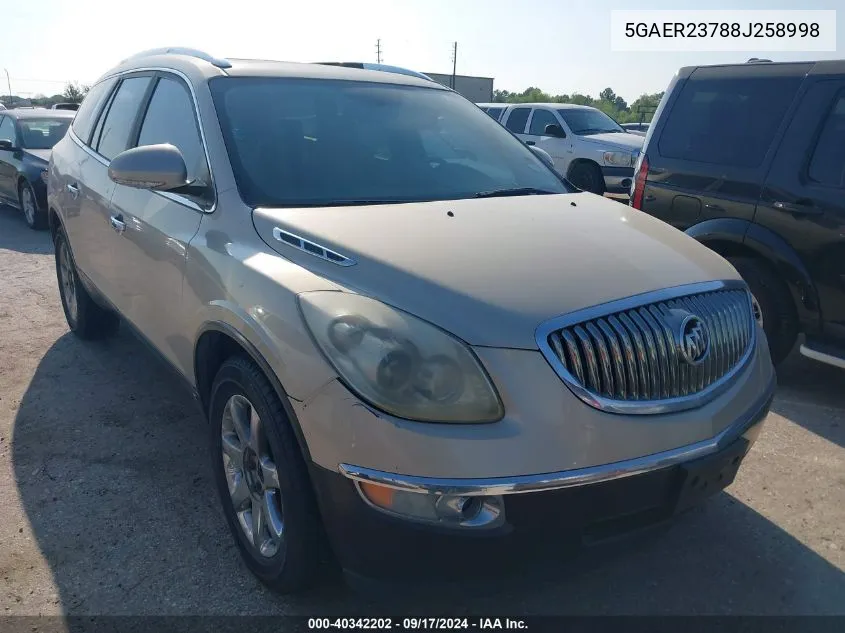 2008 Buick Enclave Cxl VIN: 5GAER23788J258998 Lot: 40342202