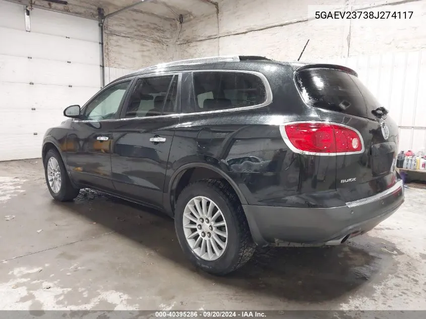 2008 Buick Enclave Cxl VIN: 5GAEV23738J274117 Lot: 40395286