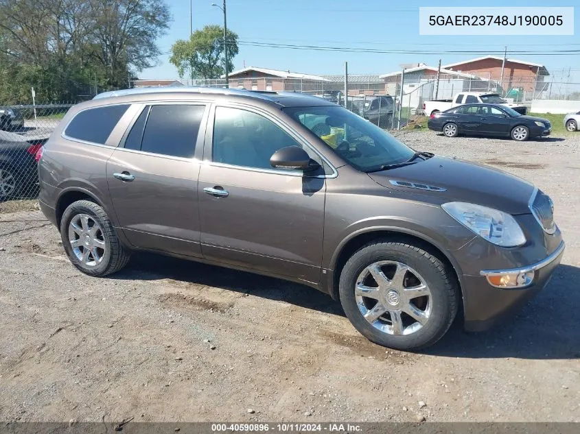 2008 Buick Enclave Cxl VIN: 5GAER23748J190005 Lot: 40590896