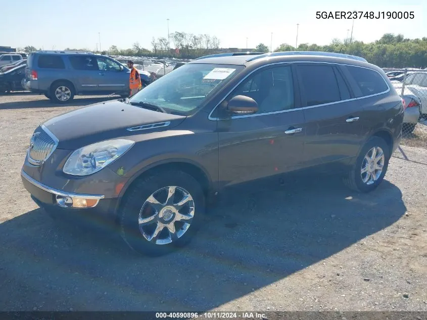 2008 Buick Enclave Cxl VIN: 5GAER23748J190005 Lot: 40590896