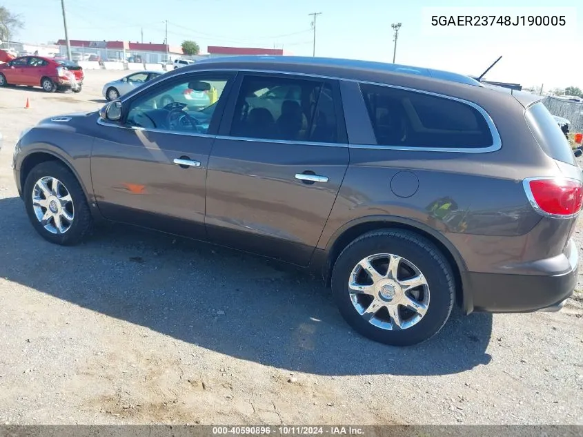 2008 Buick Enclave Cxl VIN: 5GAER23748J190005 Lot: 40590896