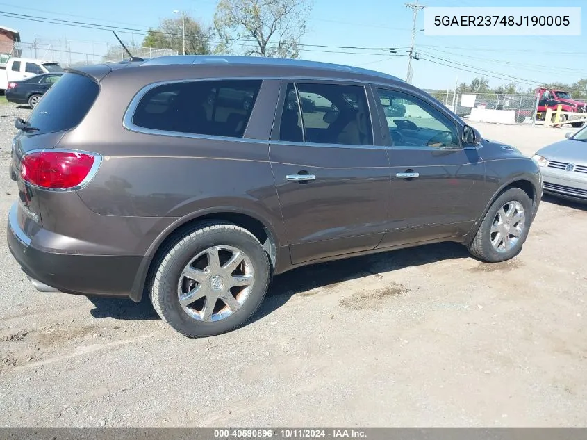 2008 Buick Enclave Cxl VIN: 5GAER23748J190005 Lot: 40590896