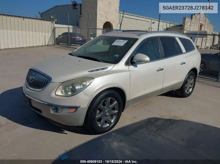 2008 Buick Enclave Cxl VIN: 5GAER23728J278342 Lot: 40609103