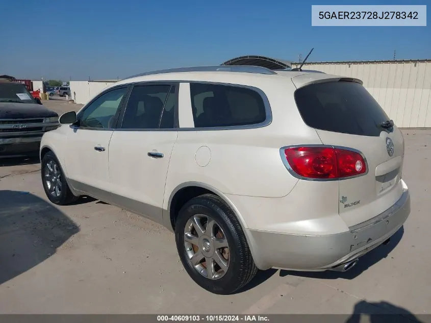 2008 Buick Enclave Cxl VIN: 5GAER23728J278342 Lot: 40609103