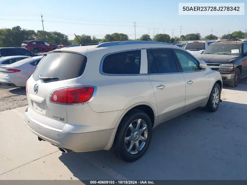 2008 Buick Enclave Cxl VIN: 5GAER23728J278342 Lot: 40609103