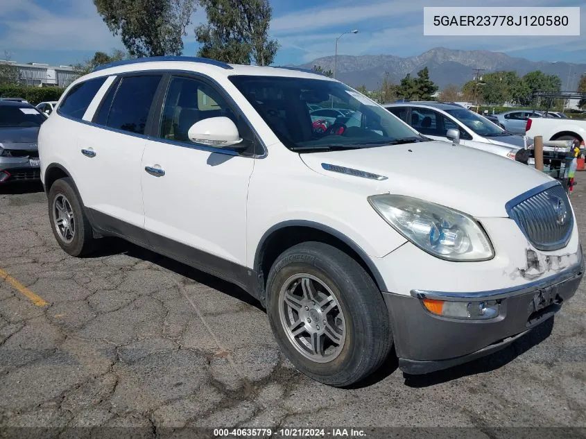 2008 Buick Enclave Cxl VIN: 5GAER23778J120580 Lot: 40635779