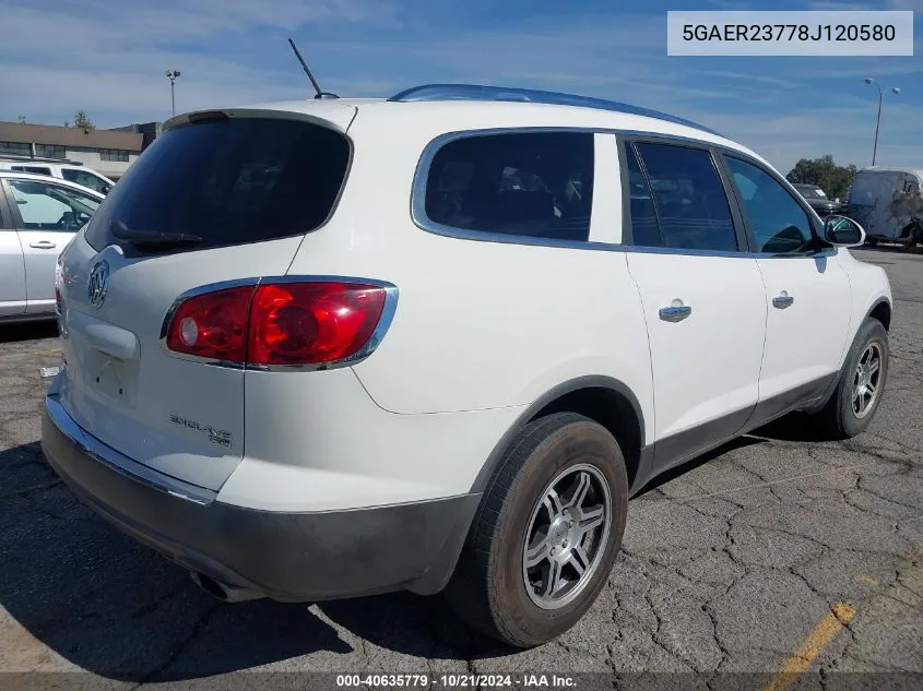 2008 Buick Enclave Cxl VIN: 5GAER23778J120580 Lot: 40635779