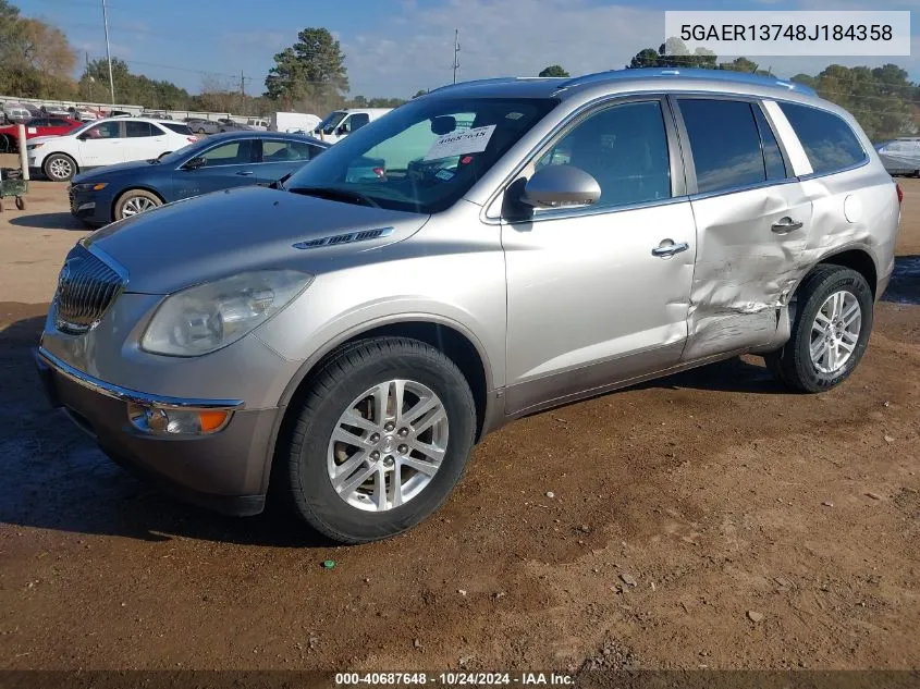 2008 Buick Enclave Cx VIN: 5GAER13748J184358 Lot: 40687648