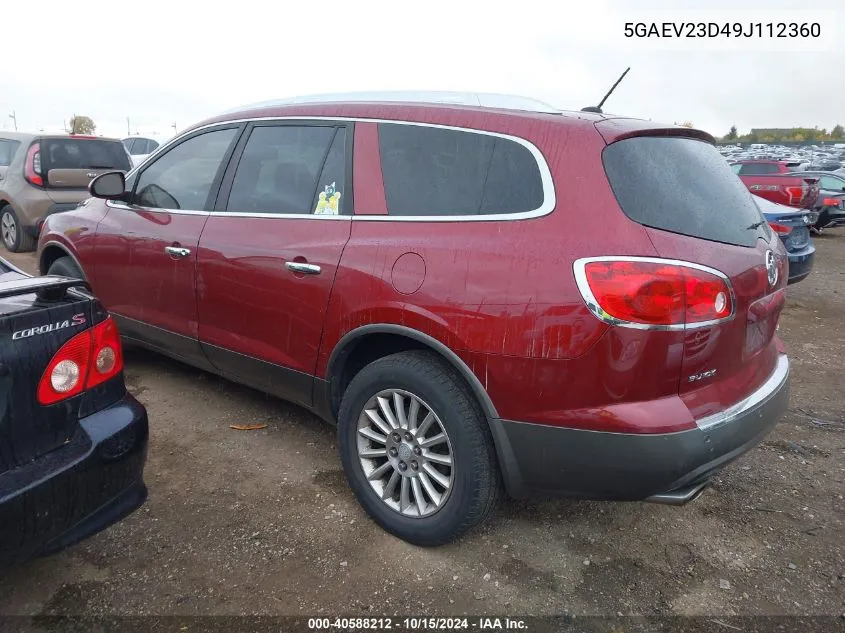 2009 Buick Enclave Cxl VIN: 5GAEV23D49J112360 Lot: 40588212