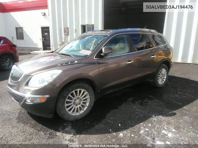 2010 Buick Enclave VIN: 5GALVBED3AJ194476 Lot: 12027975