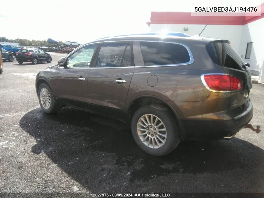 2010 Buick Enclave VIN: 5GALVBED3AJ194476 Lot: 12027975