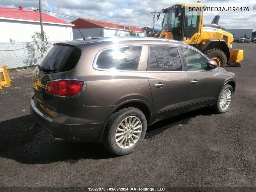 2010 Buick Enclave VIN: 5GALVBED3AJ194476 Lot: 12027975