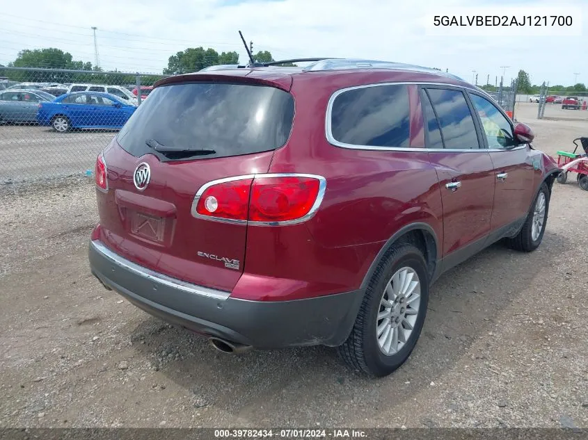 2010 Buick Enclave 1Xl VIN: 5GALVBED2AJ121700 Lot: 39782434