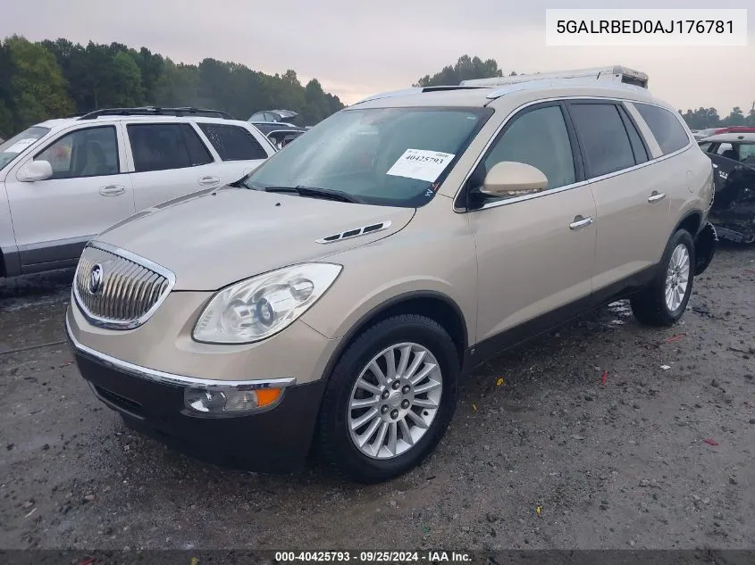 5GALRBED0AJ176781 2010 Buick Enclave 1Xl