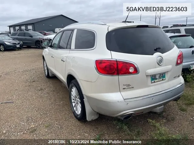 2011 Buick Enclave Cxl VIN: 5GAKVBED3BJ223603 Lot: 20180386