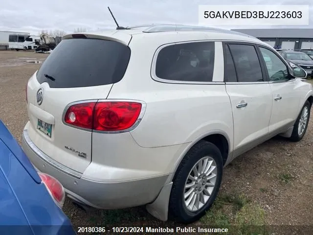 2011 Buick Enclave Cxl VIN: 5GAKVBED3BJ223603 Lot: 20180386