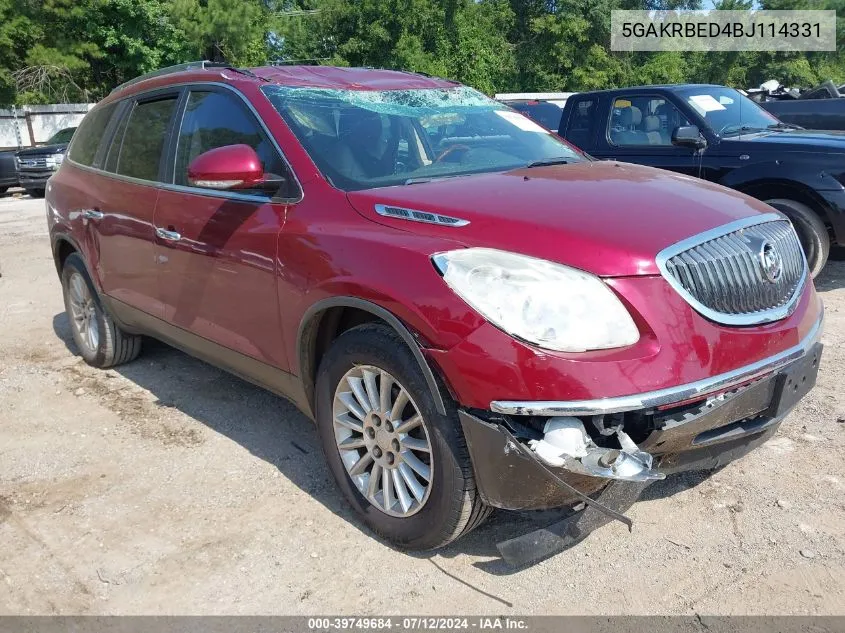 2011 Buick Enclave 1Xl VIN: 5GAKRBED4BJ114331 Lot: 39749684