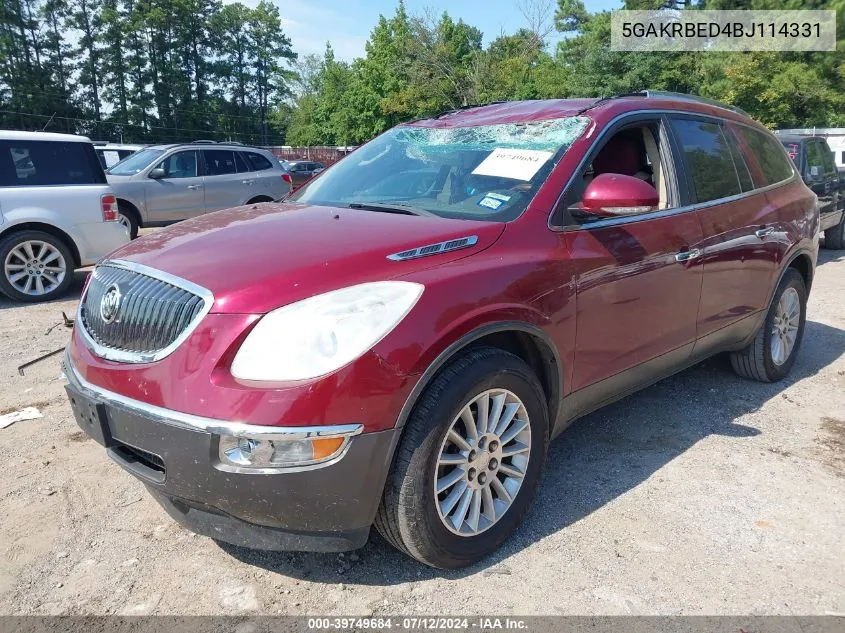 2011 Buick Enclave 1Xl VIN: 5GAKRBED4BJ114331 Lot: 39749684