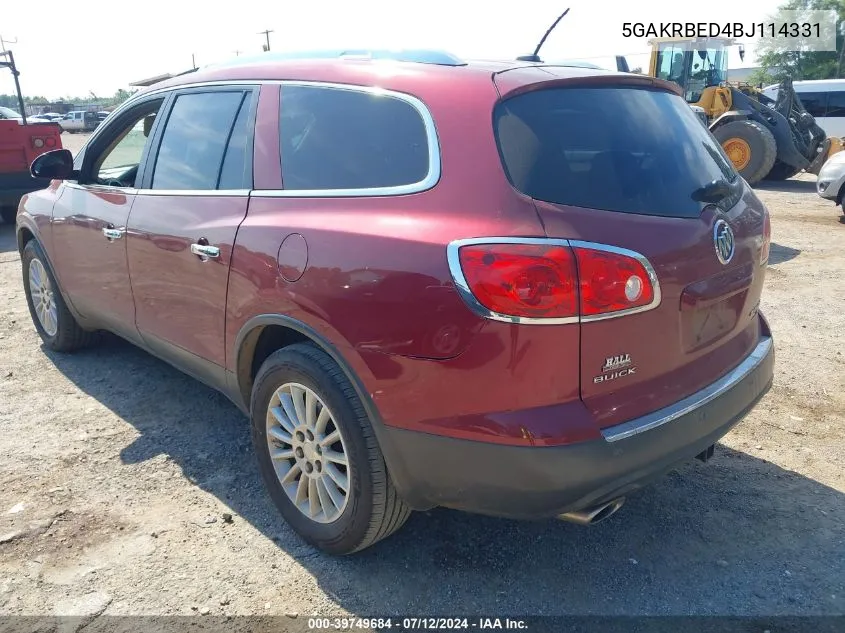 2011 Buick Enclave 1Xl VIN: 5GAKRBED4BJ114331 Lot: 39749684