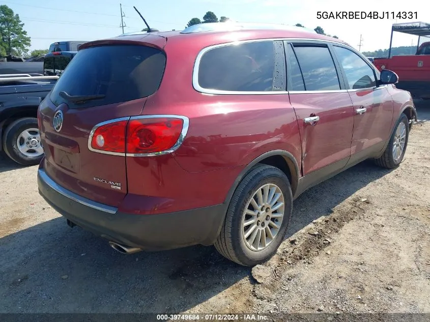 2011 Buick Enclave 1Xl VIN: 5GAKRBED4BJ114331 Lot: 39749684