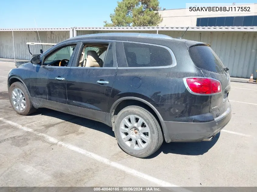 2011 Buick Enclave 1Xl VIN: 5GAKVBED8BJ117552 Lot: 40040185