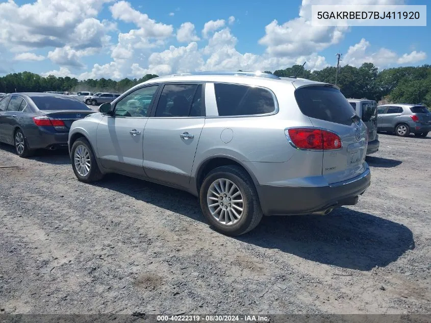 2011 Buick Enclave 1Xl VIN: 5GAKRBED7BJ411920 Lot: 40222319