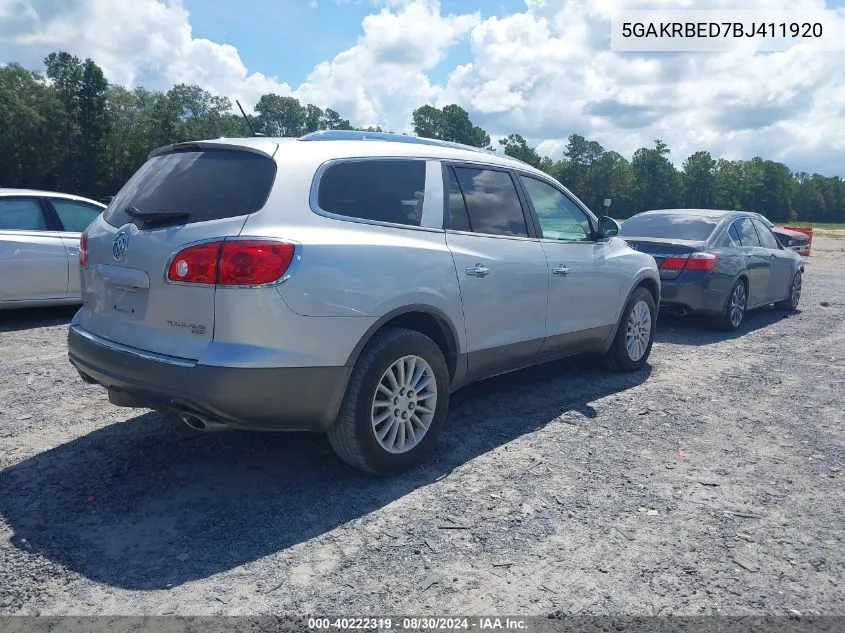 2011 Buick Enclave 1Xl VIN: 5GAKRBED7BJ411920 Lot: 40222319