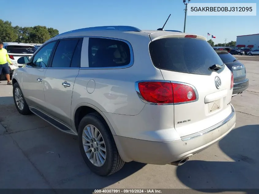 2011 Buick Enclave Cxl VIN: 5GAKRBED0BJ312095 Lot: 40307991