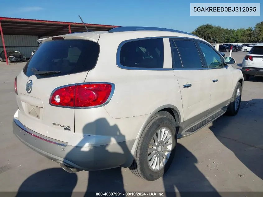 2011 Buick Enclave Cxl VIN: 5GAKRBED0BJ312095 Lot: 40307991