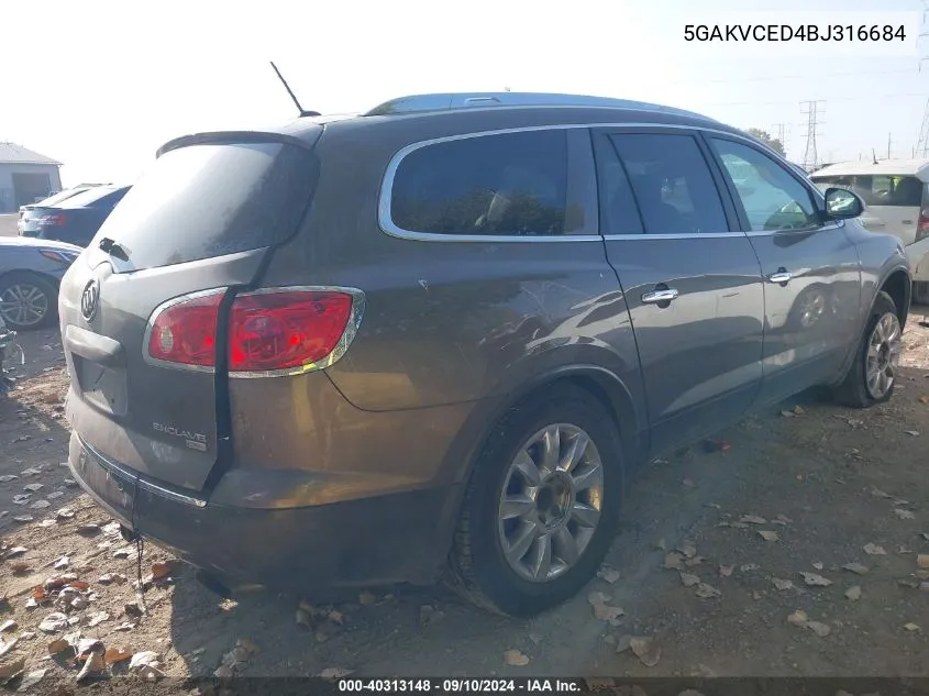 5GAKVCED4BJ316684 2011 Buick Enclave Cxl