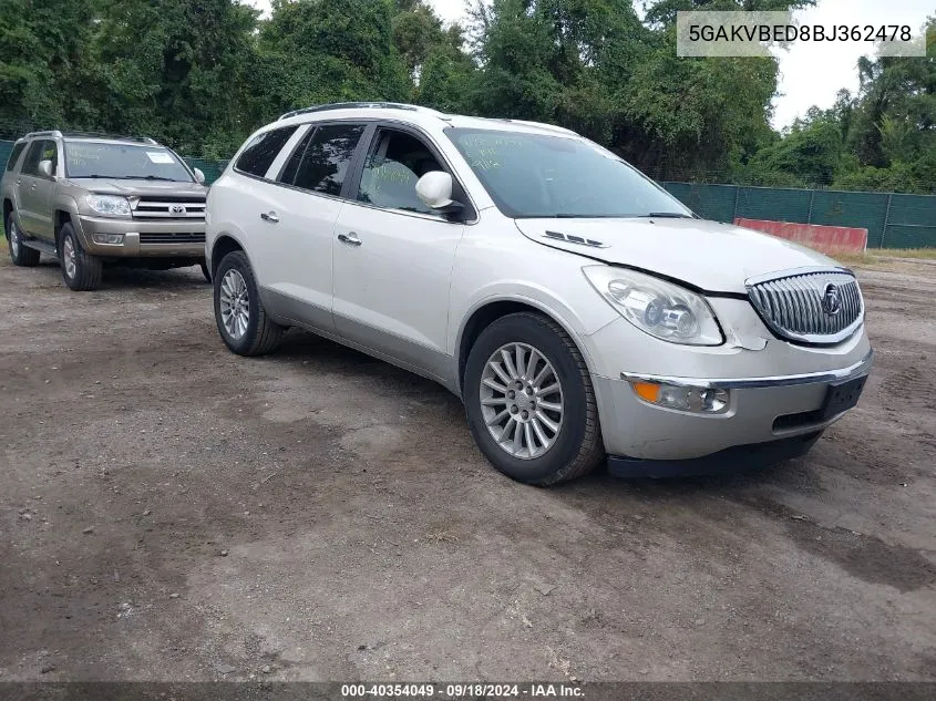 2011 Buick Enclave 1Xl VIN: 5GAKVBED8BJ362478 Lot: 40354049