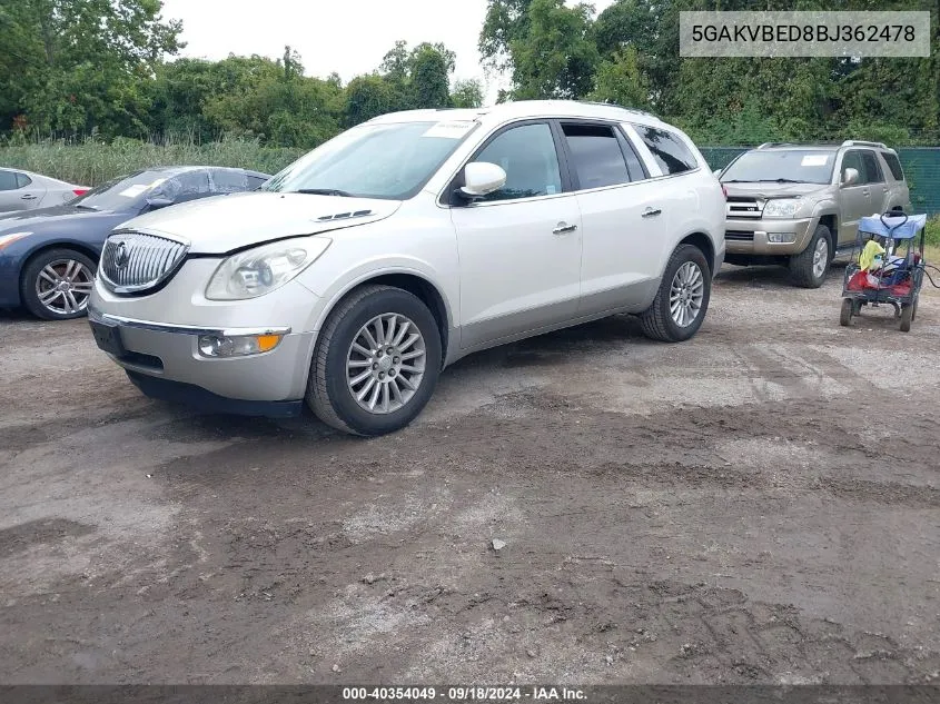 2011 Buick Enclave 1Xl VIN: 5GAKVBED8BJ362478 Lot: 40354049