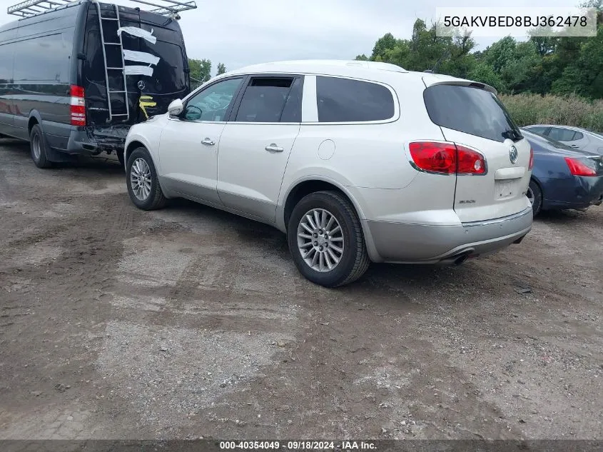 2011 Buick Enclave 1Xl VIN: 5GAKVBED8BJ362478 Lot: 40354049