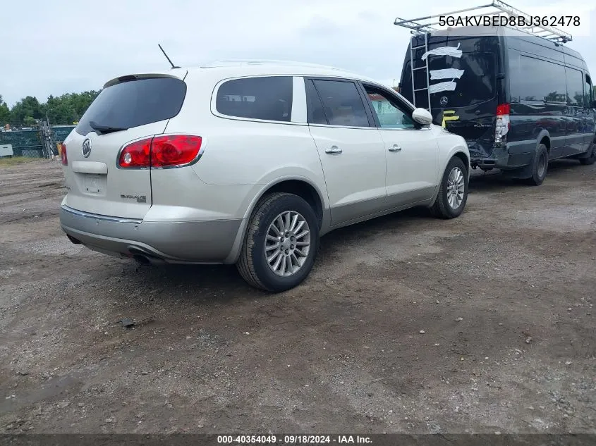 2011 Buick Enclave 1Xl VIN: 5GAKVBED8BJ362478 Lot: 40354049