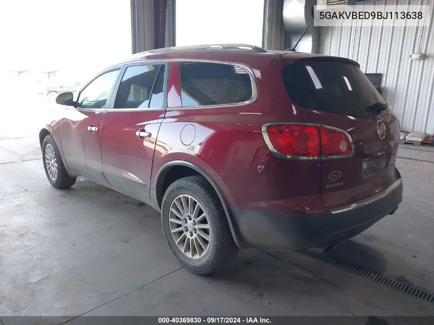 2011 Buick Enclave 1Xl VIN: 5GAKVBED9BJ113638 Lot: 40369830