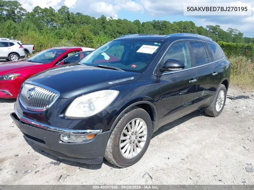 2011 Buick Enclave 1Xl VIN: 5GAKVBED7BJ270195 Lot: 40387658