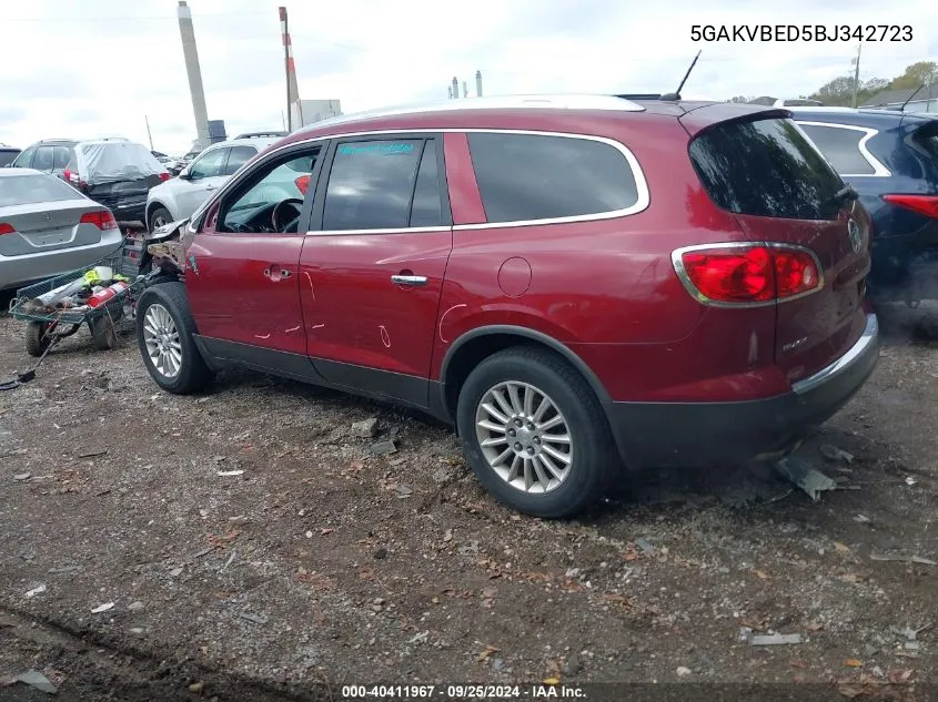 5GAKVBED5BJ342723 2011 Buick Enclave 1Xl