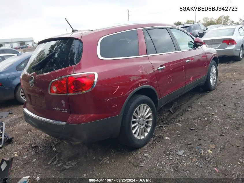 2011 Buick Enclave 1Xl VIN: 5GAKVBED5BJ342723 Lot: 40411967