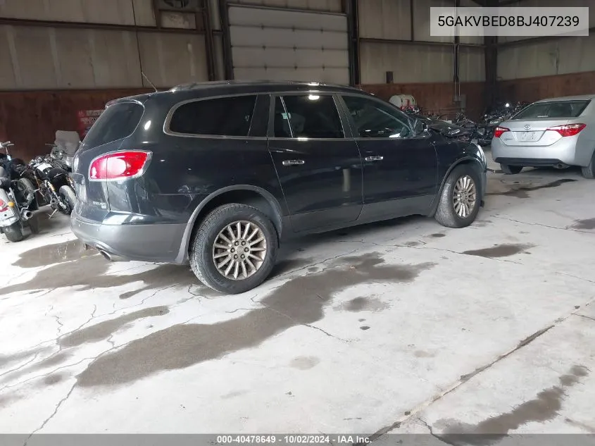 2011 Buick Enclave 1Xl VIN: 5GAKVBED8BJ407239 Lot: 40478649