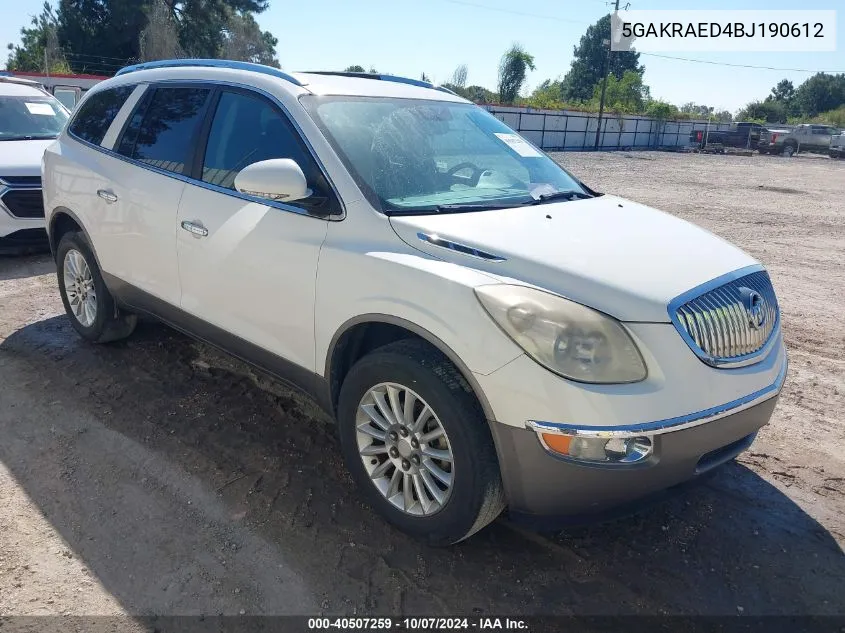 2011 Buick Enclave Cx VIN: 5GAKRAED4BJ190612 Lot: 40507259